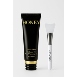 Honey Zip Korean Collagen Wrapping Mask, Peel Off Mask with Honey & Charcoal for Hydrating, Elasticity and Glass Skin, Suitable for All Skin Types, 60g