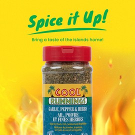 Cool Runnings Garlic, Pepper, and Herbs Seasoning 250g – Perfect Blend of Spices and Herbs for Enhancing Meats, Seafood, Vegetables, and Pastas