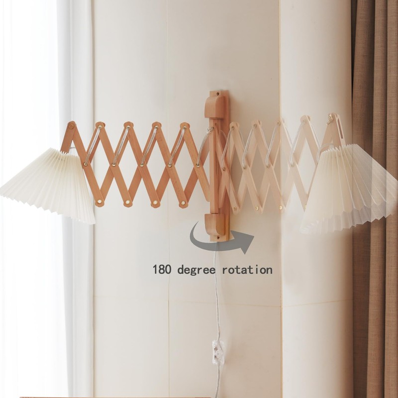 PEAUARL Plug in Mounted Wall Sconce, Swing Arm Wall Lamp