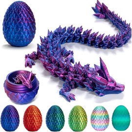 3D Printed Dragon, Realistic Dragon Eggs in Egg Jointed Full Movable Crystal Dragon with Dragon Egg, Fidget Toy for Children Adults Home Office Desk Toy