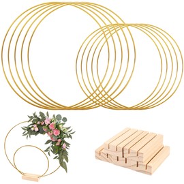 Editbar Metal Rings for Crafts, 5-Piece Set Metal Ring with Base, 15 cm + 25 cm Metal Rings for Crafts, for Wedding Wreath Decoration, DIY Wreath Crafts, Wall Hanging Crafts, DIY Dream Catcher