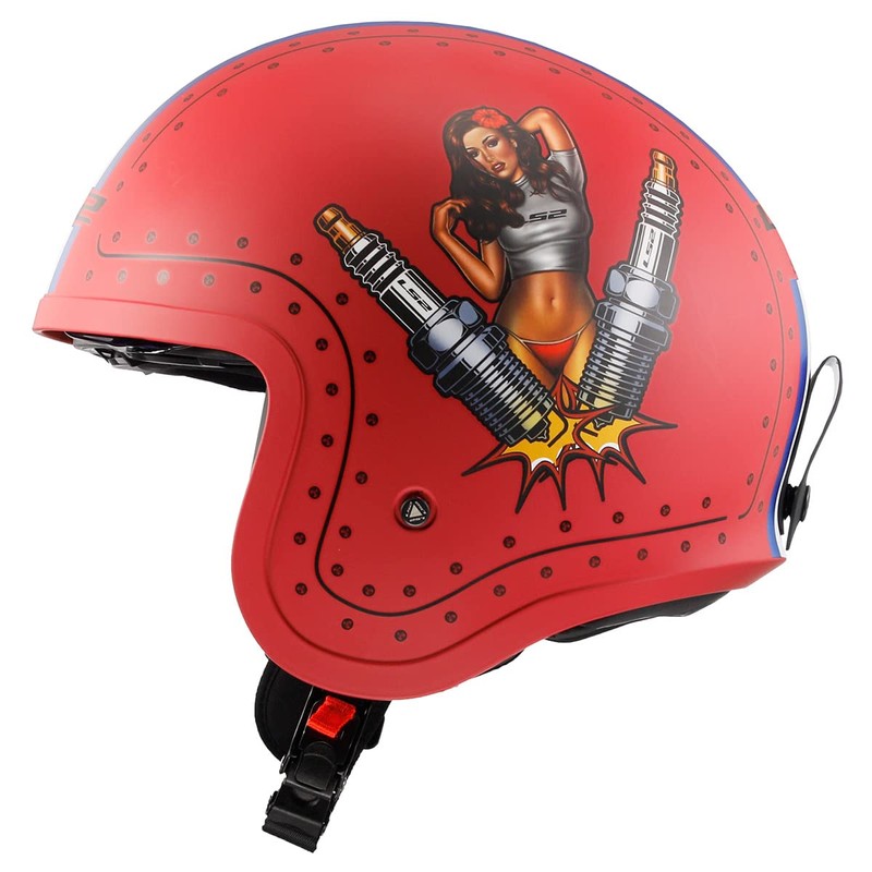 LS2 Helmets Open Face Spitfire Spark Helmet (Primer Red -