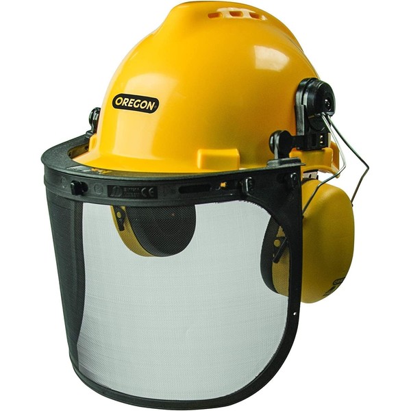 Oregon Chainsaw Safety Helmet with Visor & Ear Muffs Combo Set, Yellow, Medium