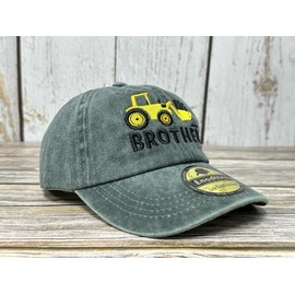 Enodtter Embroidered Big Brother Hat for Boy Toddler Kids, Excavator Baseball Cap, Gift for Child Children, Army Green Hat