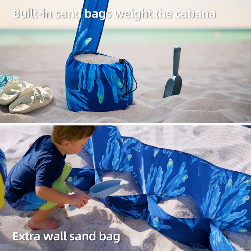 AMMSUN Beach Cabana, 6.2'×6.2' Beach Canopy, Easy Set up and