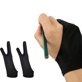 Two-piece Artist Graphics Graphic Painter Flat Anti-fouling Left and Left Painting Gloves, Double Finger Gloves, Black, M