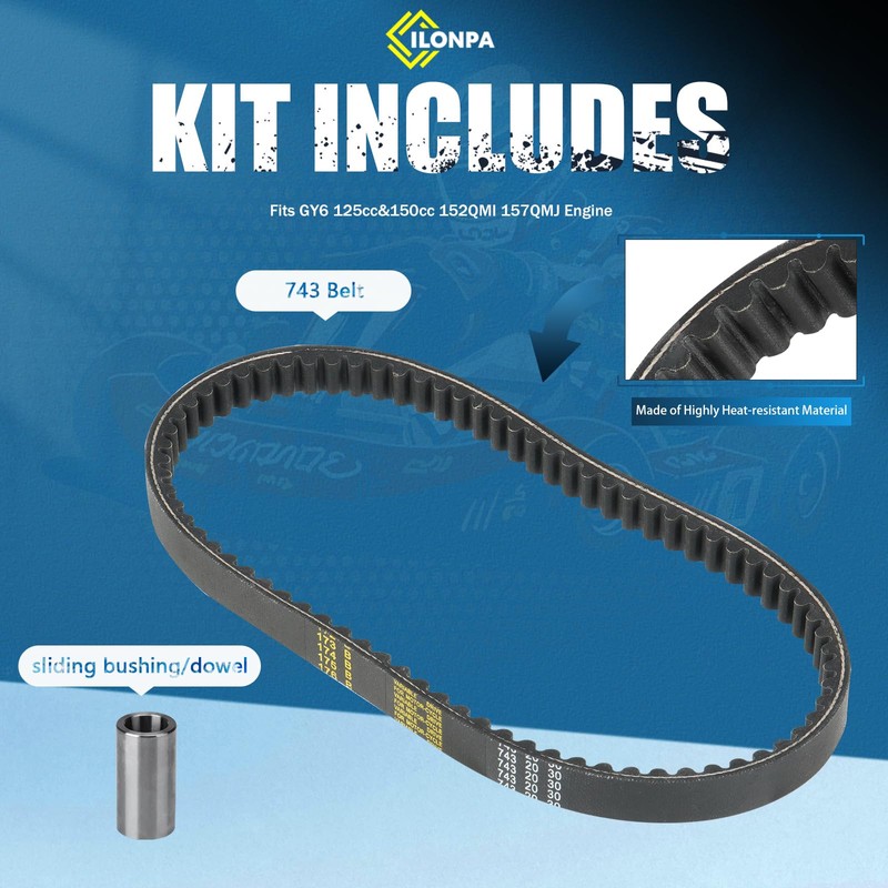 Clutch and Variator Assembly Set with 743 belt for GY6