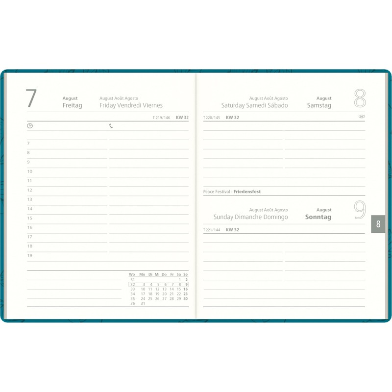 Taschenkalender türkis 2026 - Bürokalender 10,2x14,2 - 1 Tag auf