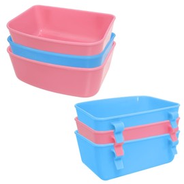 6 Pack Feeder (Blue, Pink), Hanging Feeder,Food and Water Container, Bath Water Bowl Universal for Birds Hamsters Mice Rats Rabbit Guinea Pig Small Pets (M)