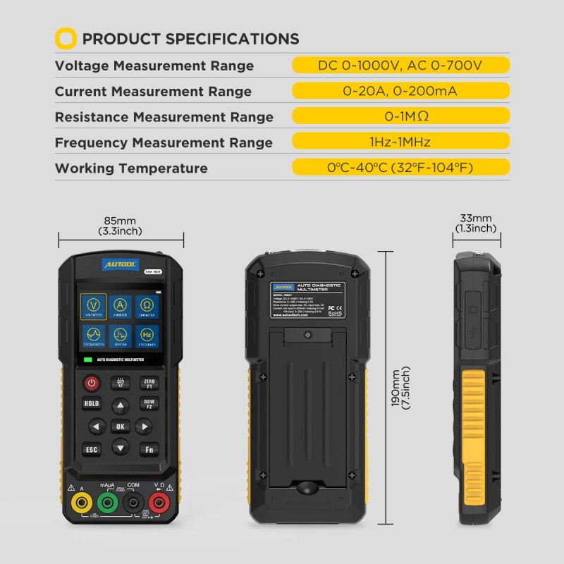 AUTOOL Auto Diagnostic Multimeter AC/DC Voltmeter Current Ammeter Ohmmeter Oscilloscope