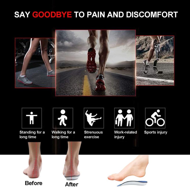 RooRuns Orthopedic Insert 3/4 Length Plantar Fasciitis Insert for Flat