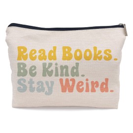 Ayxvt Book Lovers Gifts Makeup Bag,Book Lover Gifts for Women,Read Books Be Kind Stay Weird Small Makeup Bag,Gifts for Book Readers Bookworms Women