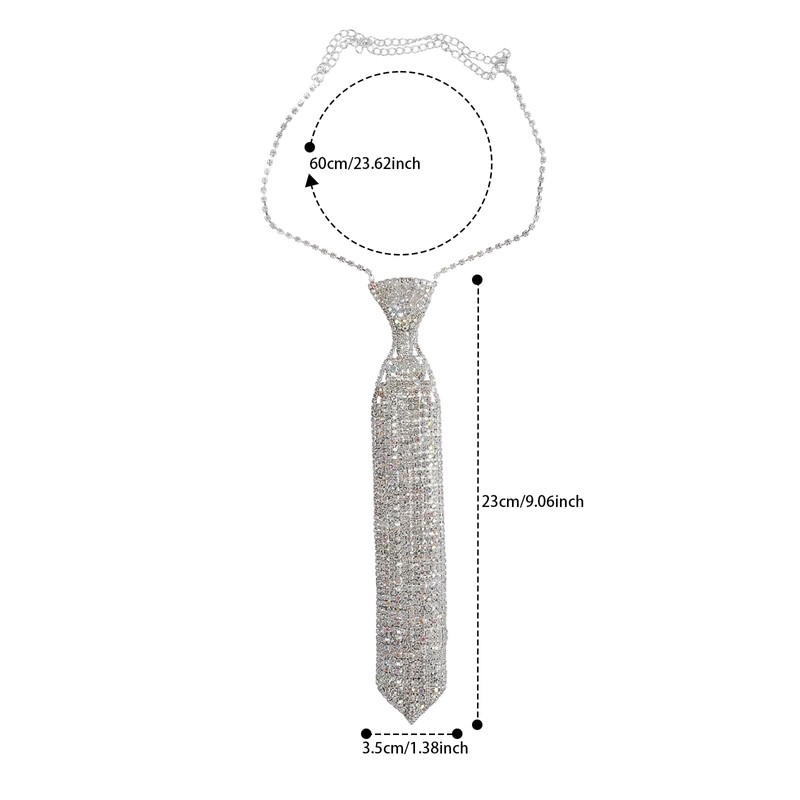 Sparkly Rhinestone Necktie Necklace Glitter Crystal Collar Choker Women Wedding