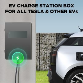 Wall EV Charger Protective Box,Portable Charger Station Box with Swipe Card Unlocking/NFC EV,Waterproof Wall-Mounted Charging Cable Organizer for Indoor/Outdoor,Parking Lots,etc (Black)