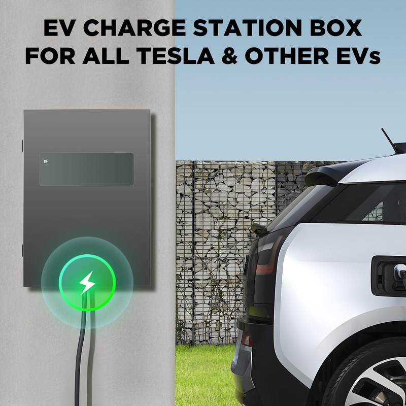 Wall EV Charger Protective Box,Portable Charger Station Box with Swipe