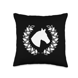 Horse head Laurel wreath Horse Head Inside Wreath Throw Pillow, 16x16, Multicolor