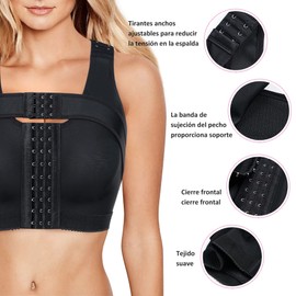 Eleady Sujetador con cierre delantero para mujer Sujetador postoperatorio moldeador con banda de sujeción para el pecho - Mediana