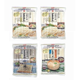 Toa Shirakiku Noodle 4-PACK Variety Set, 25.39 Oz Each - Maruudon, Zaruudon, Somen, Soba (Zaruudon(2)-Somen(1)-Soba(1))