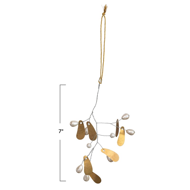 Creative Co-Op 7' H Metal Leaf & Acrylic Bead Ornament,