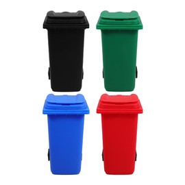 TEHAUX 4pcs Mini Trash Can Pencil Holder Desktop Garbage Bins Lids and Wheels for Easy Organization Cute Recycle Bin for Home Office and Classroom Use