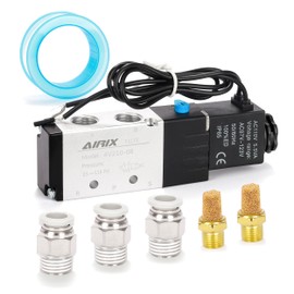 AIRIX 4V210-08 Pneumatic Solenoid Valve AC110V, 2 Position 5 Way, 1/4" NPT, Pilot-Operated Single Coil, Fast Response Electric Air Valve Out Of Line & Quick Connect Fittings