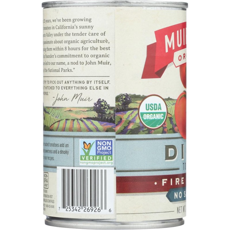 Muir Glen Organic Diced Fire Roasted Tomato No Salt 14.5