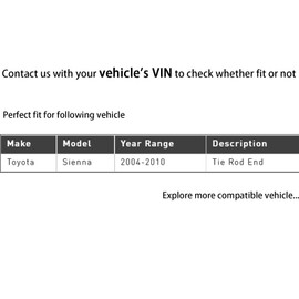 HHCM Outer Tie Rod End Kit 2pc ES80627 ES80626 for Toyota Sienna 2004 2005 2006 2007 2008 2009 2010, Tie Rods Front Outer Kit, Steering Tie Rod End