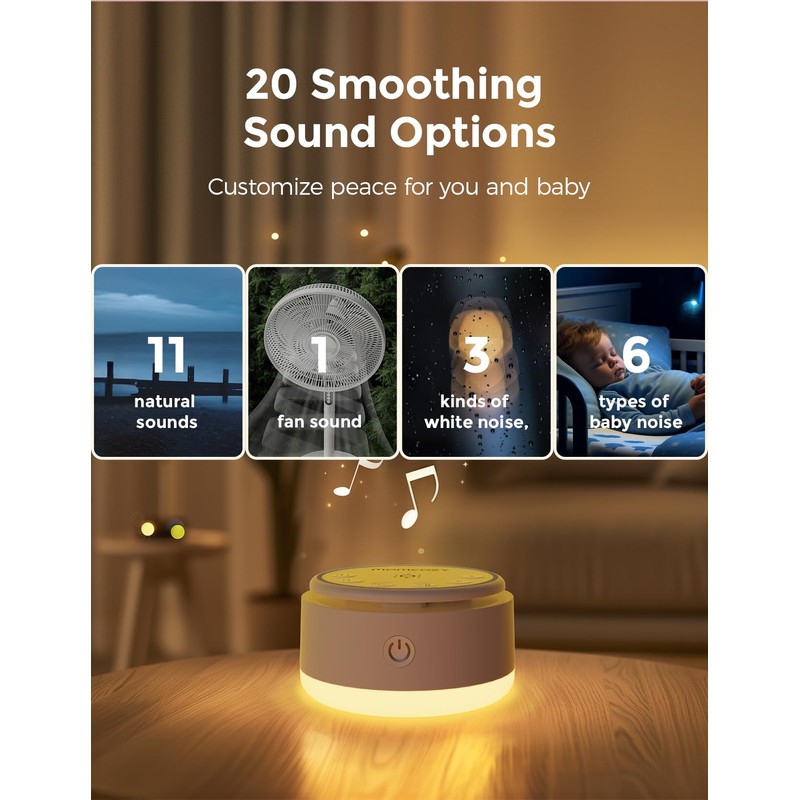 Momcozy Geräuschmaschine für Babys – 20 Beruhigende Geräusche und Touch-Licht,