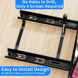 BOIVSHI Pull Out Spice Rack Organizer for Cabinet, Heavy Duty-Slide Out Spice Rack, Vertical Spice Rack for Kitchen Cabinet and Pantry (10.5''Wx10.5''Dx2.8''H, Metal Black)