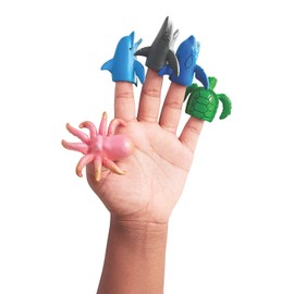 Fun Express Sea Life Finger Puppets, Set of 12 - Octopus, Turtle, Dolphin, Shark and Whale Figures - Party Favor Toys - VBS Vacation Bible School Supplies/Decor