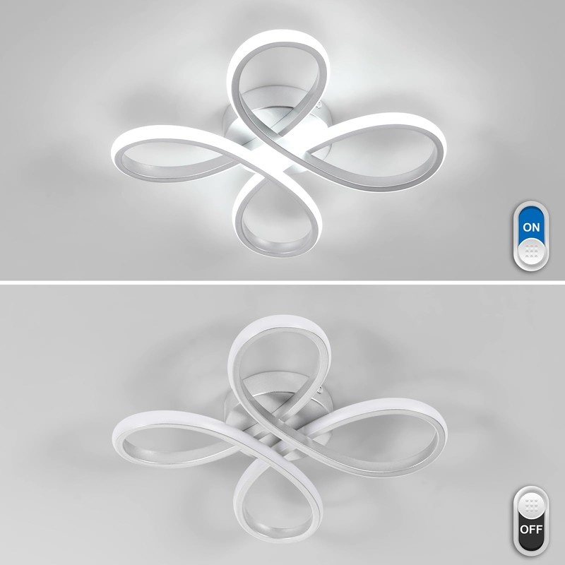 Dorlink Ceiling Lights, Silver Flower Ceiling Light 30W, Creative Flower