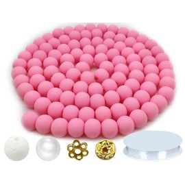 PAMIR TONG 250pcs 8mm Pink Clay Round Smooth Space Polymer Heishi Preppy Cute Bulk Beads for Earring, Necklaces, Bracelet Jewerly Making & DIY Crafts (Pink PT415)