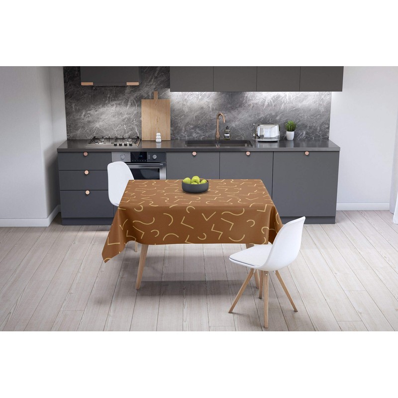 Bonamaison Kitchen Decoration, Tablecloth, Brown Tones, 140 x 140 Cm