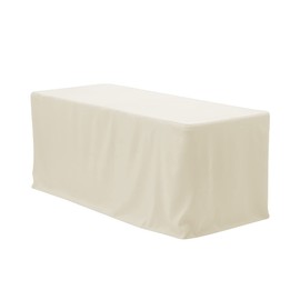 YOUR CHAIR COVERS Fitted Ivory Tablecloth - 6 ft. Fitted Polyester Tablecloth Rectangular Ivory Indoor Outdoor Buffet Table, Holiday, Party Dinner, Trade Show