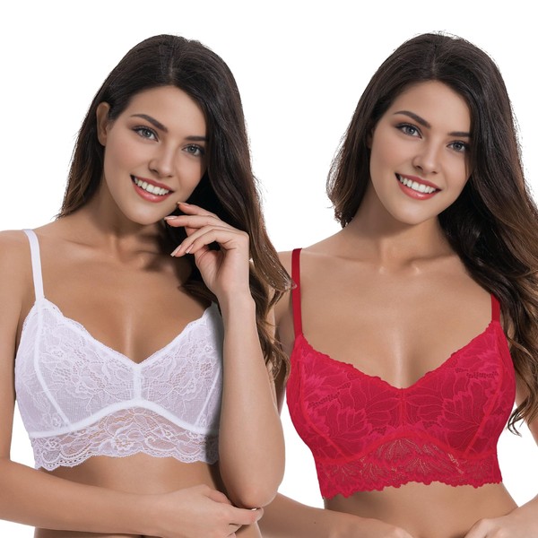 Curve Muse Women's Plus Sizes Wireless Unlined Deep Neck Bralette