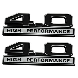 2 calcomanías 3D de 4.0 litros V6 de alto rendimiento para motor, insignias de automóviles, camiones (negro chapado en cromo)