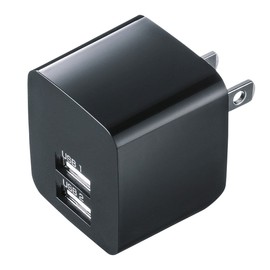 サンワサプライ USB充電器(2ポート・合計2.4A・ブラック) ACA-IP44BK ACA-IP44BK