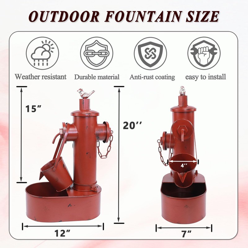 Metal Solar Powered Water Fountain with Backup Battery,Outdoor Fountains