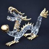 Handmade Glass Crafted Golden Pearl with Emperor (Emperors) Dragon