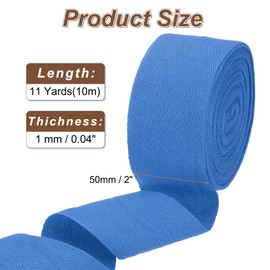 sourcing map Cotton Twill Tape Ribbon 2 Inch 11 Yard Herringbone Webbing Tape Roll Bias Binding Tape for DIY Crafts Sewing Gift Wrapping, Ocean Blue