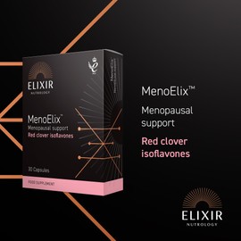 ELIXIR NUTROLOGY MenoElix™ 30 Capsules – Red Clover Extract with Isoflavones for Menopausal Support, Helps Balance Hormones, Suitable for Vegetarians & Vegans. Made in The UK