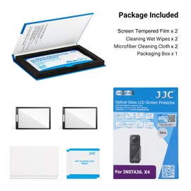 JJC (2 Pack Screen Protector Compatible for Inst. X4 360° 8K Camera, 2 Pcs LCD Screen Tempered Glass Film, Ultra-Thin Clear 9H 2.5D Anti-Fingerprint Anti-Scrach Anti-Bubble