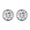 Hanie Silver Stud Earrings for Women, 925 Sterling Silver Crystal Studs Earrings, 8mm White Round Small Sleeper Earrings, Unisex Allergen-Free Jewellery for Women Men Girls Boys