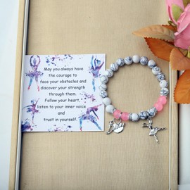 MAOFAED Dancing Gift Dancer Bracelet I Love Dance Ballet Gift Ballerina Gift Gemstone Bead Healing Bracelet for Her (Trust Dance Bead)
