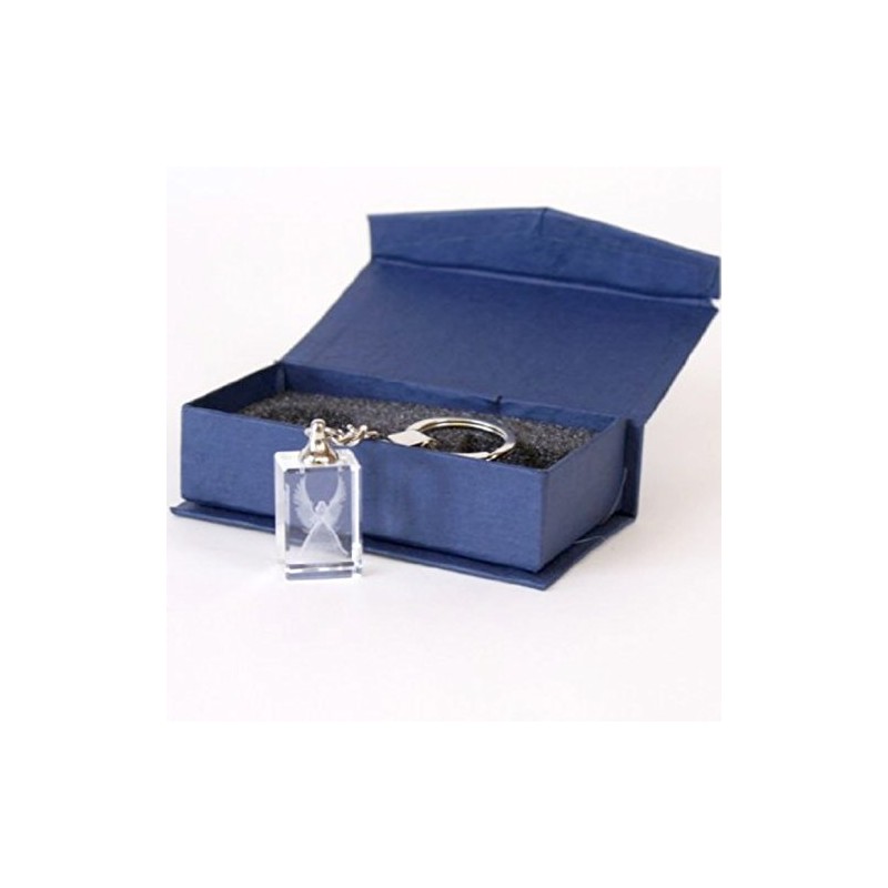 Guardian Angel Laser Etched Crystal Keyring