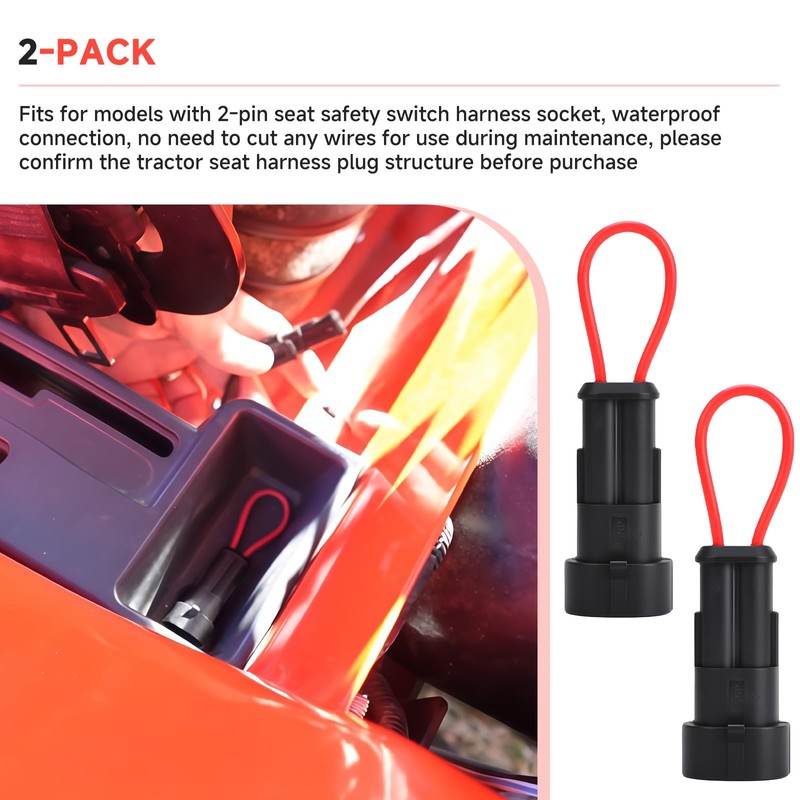 (2PCS) Tractor Seat Safety Switch Bypass Plug Compatible with Kioti/Bobcat