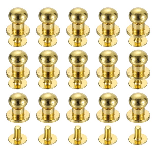uxcell 15Sets Brass Ball Head Stud Rivets, 6mm Dia. Screw