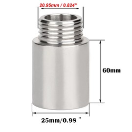 Beduan Shower Head Extension Tube Pipe Fittings, G 1/2 Male to G 1/2 Female BSP threaded Stainless Steel Round Shower Arm Extension Cast Fitting Coupler (60mm Length)