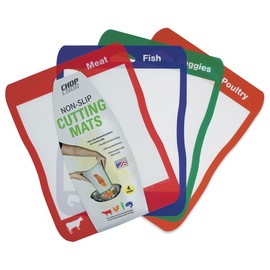 Cut N' Funnel Multi-Color Flexible Plastic Cutting Board Mats 4 Pack Made in the USA Colored Coded, BPA Free, 16” x 12”