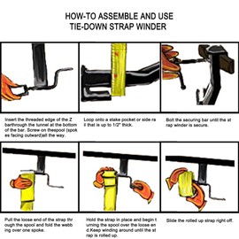Cargo Tie-Downs Strap Winder,Roll-up Flatbed Trailer Winch Straps up to 4" Wide, Used in Trailers, Trucks, Warehouses, Docks, Vans KJE